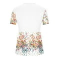thumbnail image 5 of Frostluinai Womens Tops Hide Belly Shirts Button V Neck Floral Shirts Short Sleeve Pleated T-Shirts Lightweight Boho Vacation Shirts, 5 of 5