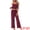 Burgundy, variant on DARING DIVA Women's Pajama Set Cami Jersey Knit Adjustable Spaghetti Strap Pants XS Black