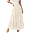 thumbnail image 4 of Amzcrzy Women's Long Skirts with Elastic Waistband Fashion Tiered A-Line Pleated Maxi Skirts Summer Going Out Outfits for Women Comfortable Flowy Beach Vacation Linen Skirt, 4 of 7