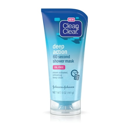 Clean & Clear Deep Action Exfoliating 60-Second Shower Face Mask, 5 (Best Exfoliating Face Wash For Combination Skin)