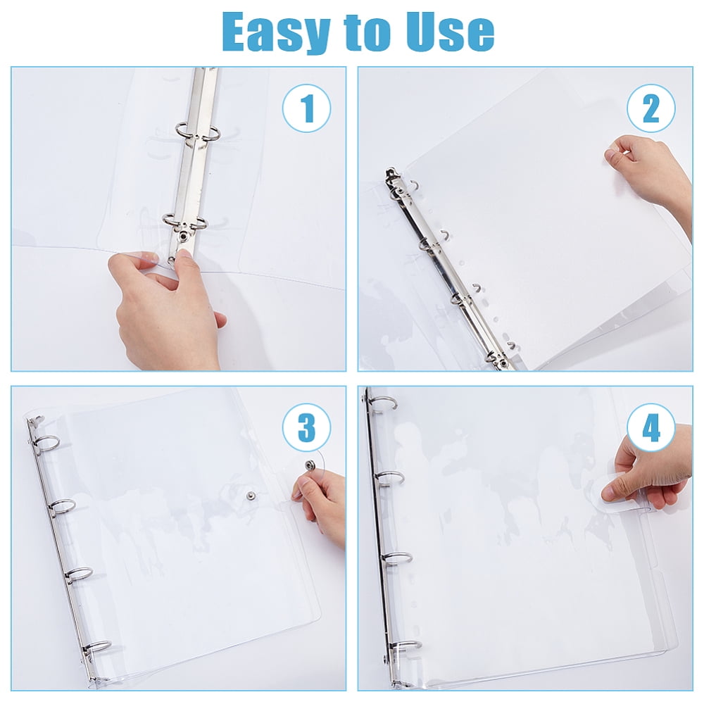 2 pc A4 6-Ring Transparent PP Plastic Binder Covers with Alloy Findings Rectangle Clear 315x265x30.5mm DIY