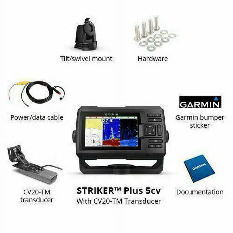 Garmin Fish finder Striker Plus 5cv with Transducer 5 GPS 010-01872-00 +  COVER 