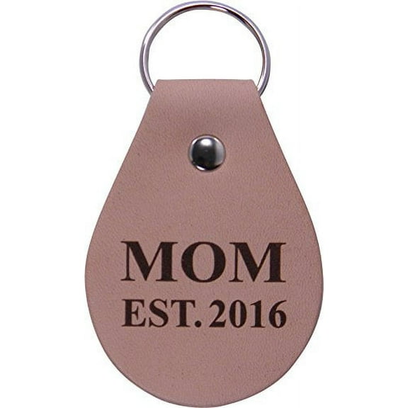 Mom EST 2016 Leather Key Chain - Great Gift for Mothers's Day Birthday or Christmas Gift for Mom Grandma Wife