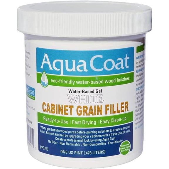 Aqua Coat Water-Based Clear Wood Grain Filler Gel, Fast-Drying, Low Odor, Low VOC, Sandable, Stainable & Paintable, Easy Water Cleanup, Glossy Finish, 16 oz
