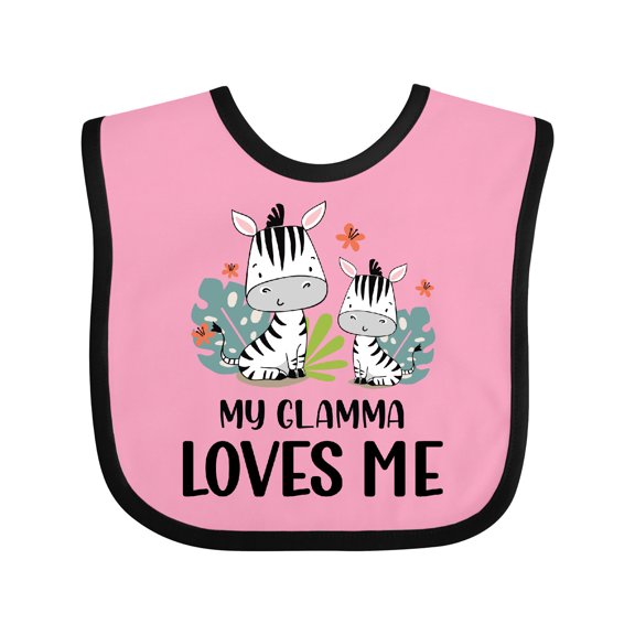 Inktastic Zebra My Glamma Loves Me Boys or Girls Baby Bib