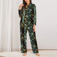 thumbnail image 2 of KLL Lilies Flowers Print Women's Long Sleeve Pajamas with Pants Sleepwear Loungewear 2 Set-Small, 2 of 7