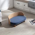 thumbnail image 3 of Pefilos 26" Modern Pet Sofa Dog Bed With Solid Wood legs and Bent Wood Back, Velvet Cushion, Walnut, Blue, 3 of 17