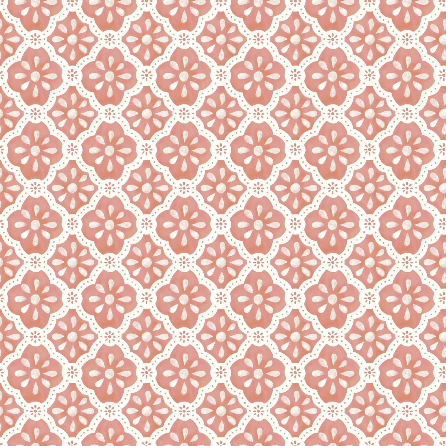 The Pioneer Woman Pink Salmon Washy Trellis Peel and Stick Wallpaper, 18' x 18.86'