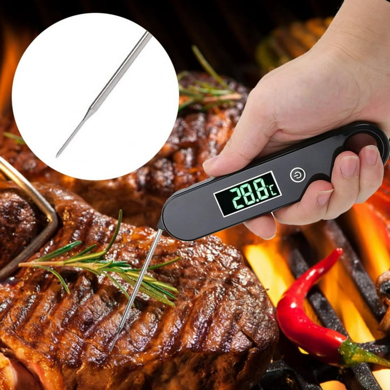 Precision Quick-Read Meat Thermometer - Waterproof Kitchen and Outdoor Food Cooking  Thermometer with Digital Display - BBQ, Chicken, Seafood, Steak, Turkey, &  Other Meat, Black 