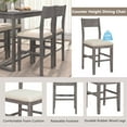 thumbnail image 4 of Farmhouse Dining Table Set for 4, Counter Height Dining Set with 1 Rectangular Kitchen Table and 4 Padded Dining Chairs, 5 Piece Wooden Kitchen Table Set for Small Place, Gray, 4 of 9