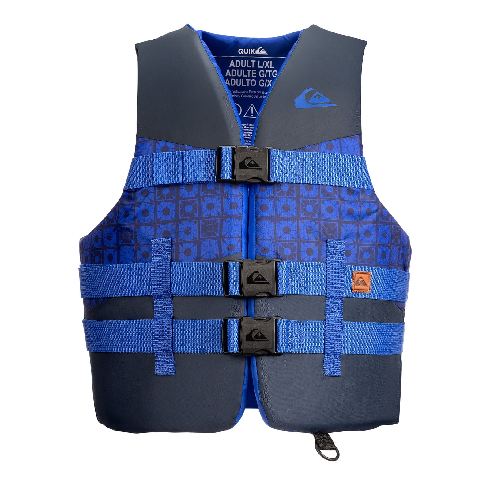 QUIKSILVER USCG Approved Men's Life Vest, Light-Weight EPE Foam and Drain Holes, Three Belts with Quick-Release Buckles & D-Ring for Fishing and Boating - L/XL Size