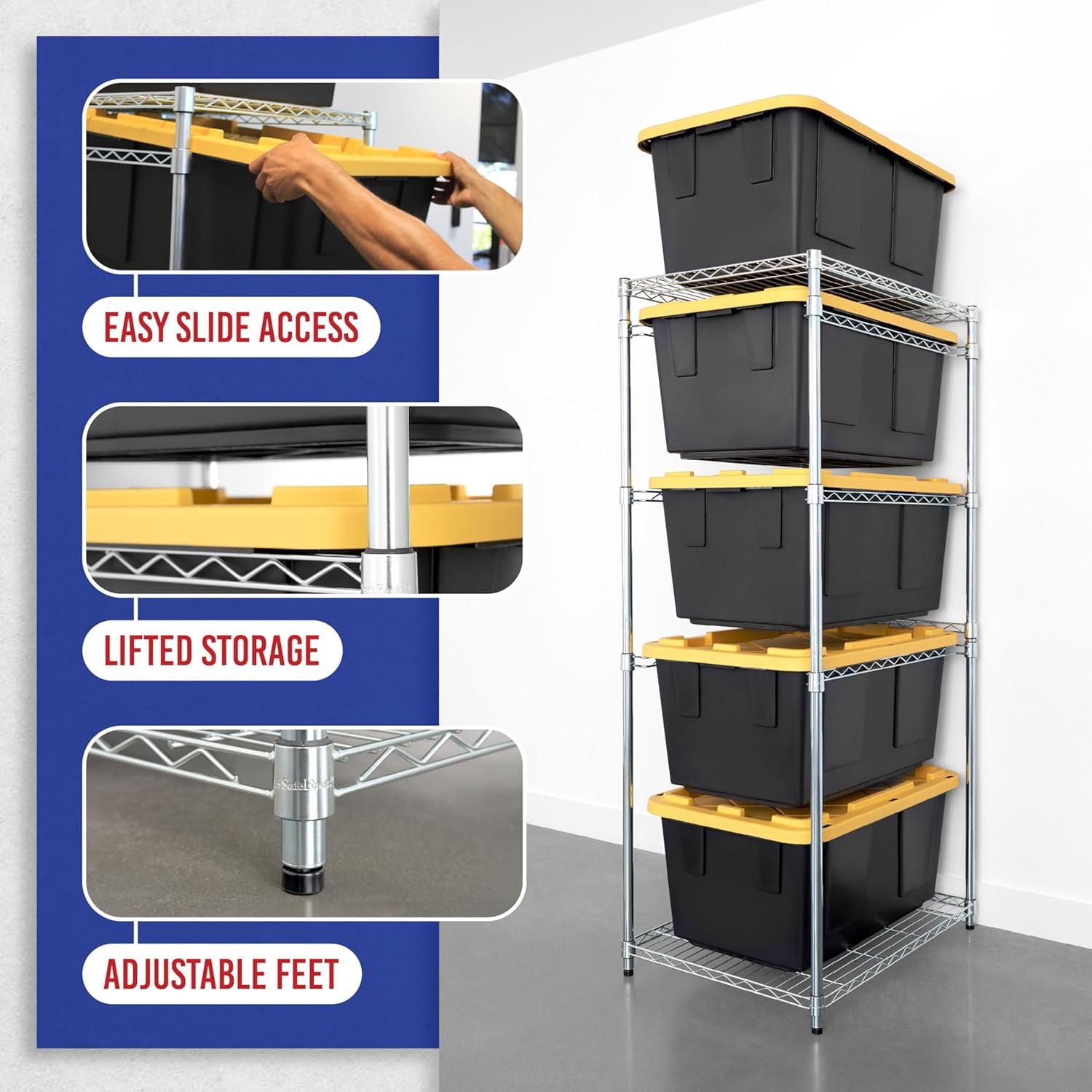 ZGOODWJ 5-Tier Steel Tote Rack - Maximize Space, Declutter