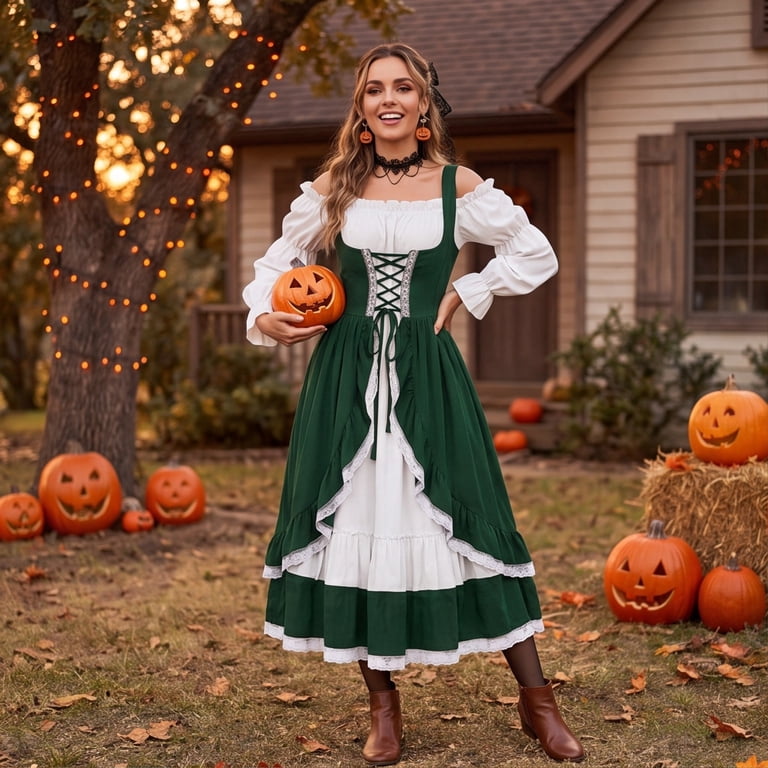 green peasant dress Mint Style Maxi light feeling during your activities Renaissance Dress for Women Medieval