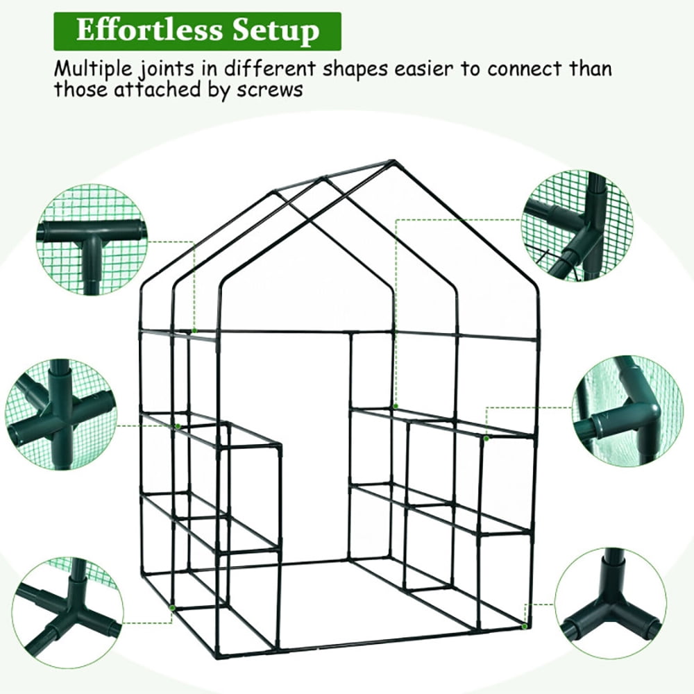 Resenkos Walk-in Greenhouse,Plant Gardening Green House,Walk-in Greenhouse 56 x 56 x 77 Inch Gardening with Observation Windows