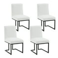 thumbnail image 2 of Linen Fabric Mid Century Modern Dining Chair Set of 4, Upholstered Padded Dining Chairs Armless Accent Chair with Black Metal Frame for Dining Room/Living Room/Kitchen/Office, White, 2 of 8