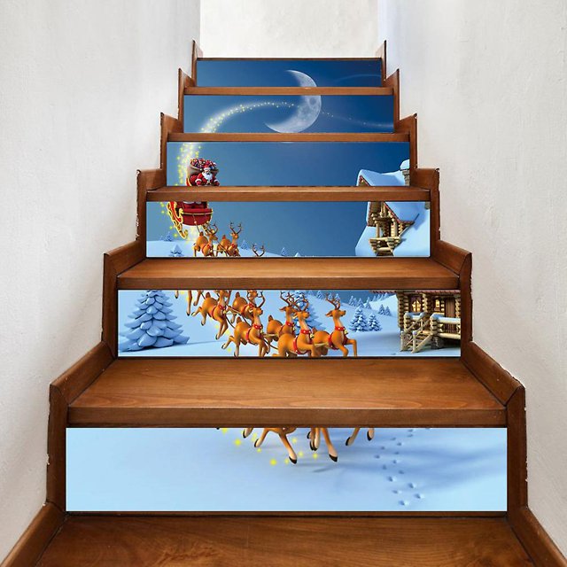 Árbol de Navidad 3D - 39,3 pulgadas x 7,08 pulgadas - 18 - Con cajas de regalo Pegatinas autoadhesivas para escaleras Decoración para el hogar Fiesta de Navidad