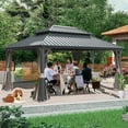 thumbnail image 6 of Domi 12' X 16' Hardtop Gazebo, Aluminum Metal Gazebo with Galvanized Steel Double Roof Canopy, Netting, Permanent Gazebo Pavilion for Patio, Backyard, Deck, Lawn, 6 of 7