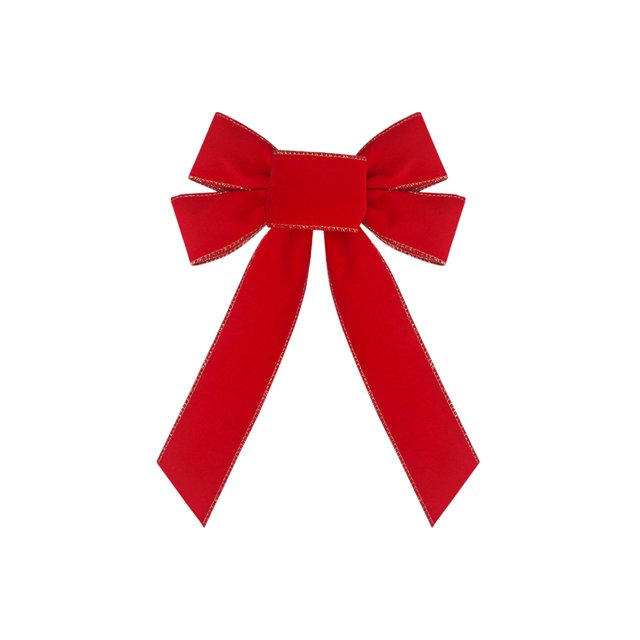 Velvet Ribbon Christmas Red Swallowtail Bow Decoration Wires Trims Flocking Bow