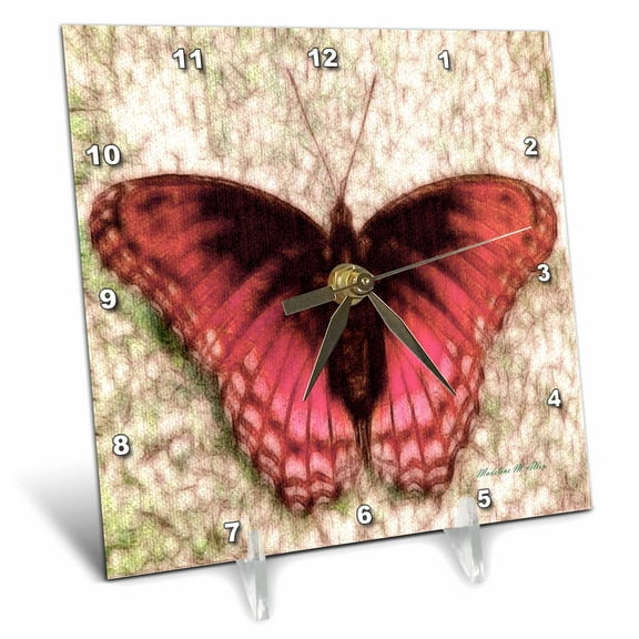 3dRose, Butterfly pink, 6x6 Desk Clock