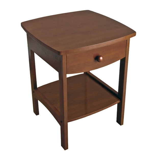 Winsome Wood Claire Curved Accent Table, Nightstand, Walnut Finish
