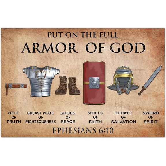 Retro Metal Tin Sign Armor of God Christian Quotes Vintage Wall Decor for Home Bar Coffee Shop 8x12 Inch