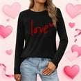 thumbnail image 5 of Womens Valentines Bow Shirts Long Sleeve Holiday Valentine's Day Tshirt Crew Neck Heart Graphic Tee Tops, S Black, 5 of 5
