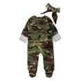 thumbnail image 4 of Newborn Baby Boys Girls Camouflage Footed Romper Jumpsuit Bodysuit Headband Outfit Set Clothes, 4 of 9