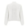 thumbnail image 4 of Women's Open Back Sweater Long Sleeve Crewneck Solid Knit Pullover Top with Tie White L, 4 of 6