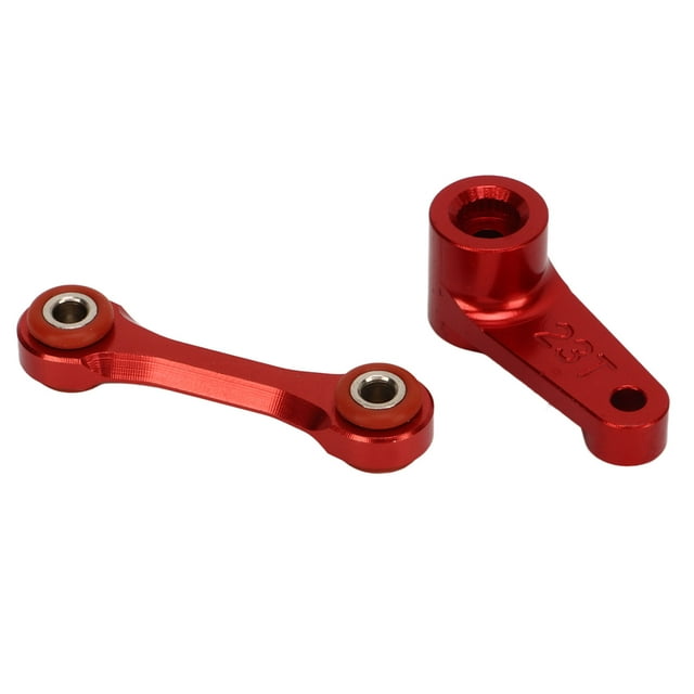 RC Servo Horns Set, Stable Reliable Aluminum Alloy RC Steering Gear Rod Easy Replaceable For RC Car Red,Black