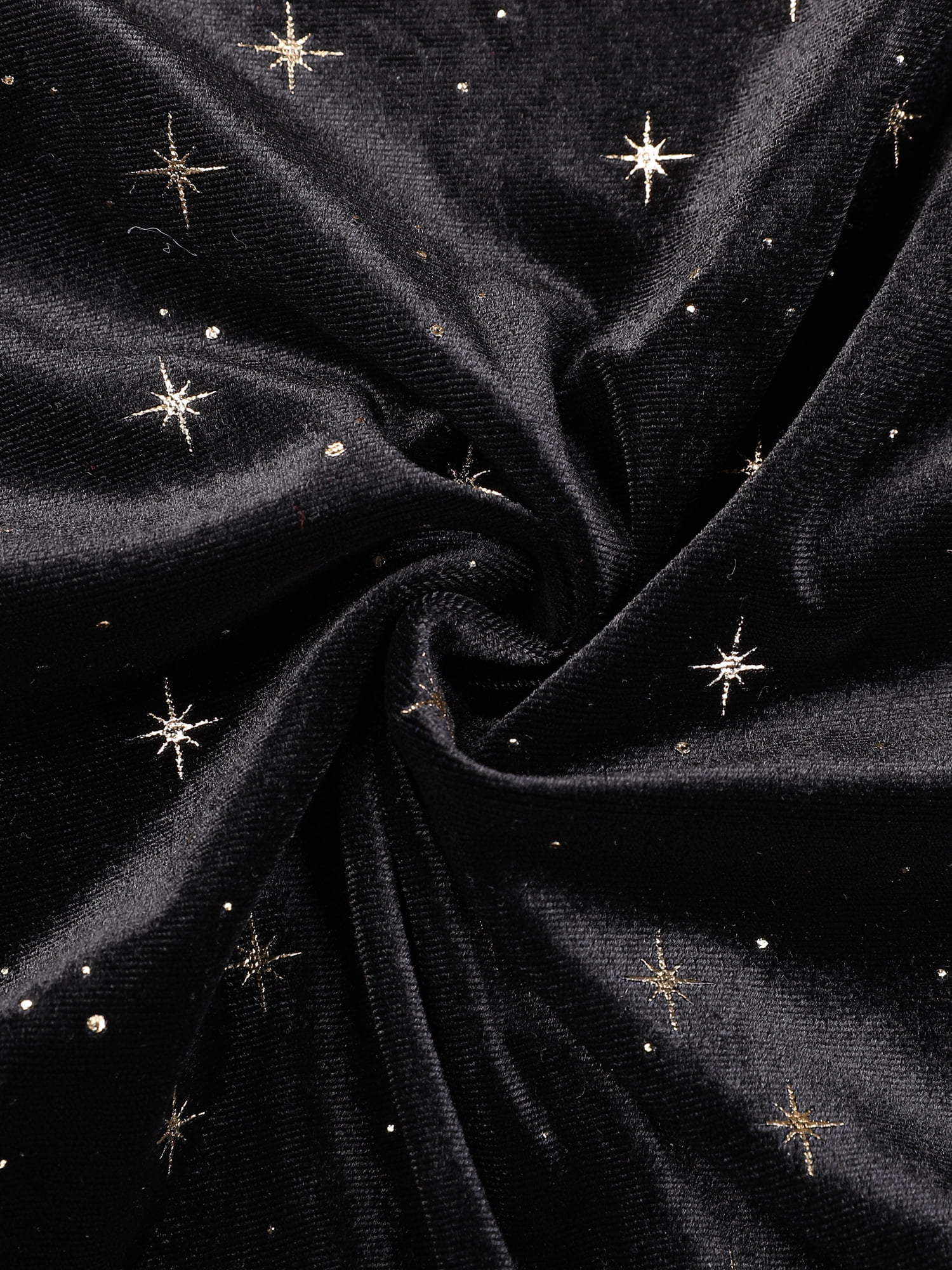 DARING DIVA Women's Plus V Neck Long Sleeve Gilding Metallic Stars Blouse 2X Black