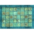 thumbnail image 1 of Ahgly Company Indoor Rectangle Abstract Turquoise Blue Modern Area Rugs, 2' x 4', 1 of 4