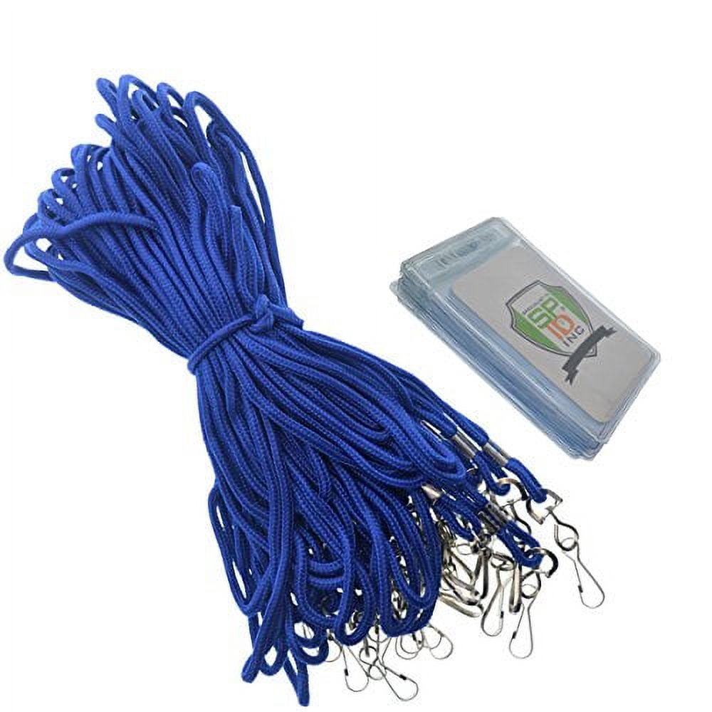 25 Pack - Premium Name Tag Badge Holders with Lanyards - Vertical Clear Plastic Card Pouch and Lanyard Holder for School and Events by Specialist ID (Royal Blue)