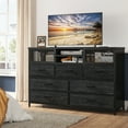 thumbnail image 6 of EnHomee Black Dresser for Bedroom with 7 Drawer Dresser TV Stand for 50" TV with Power Outlet Storage Chest of Drawers with Mesh Door & Wood Top TV Console with Storage for Living Room Closet, 6 of 9
