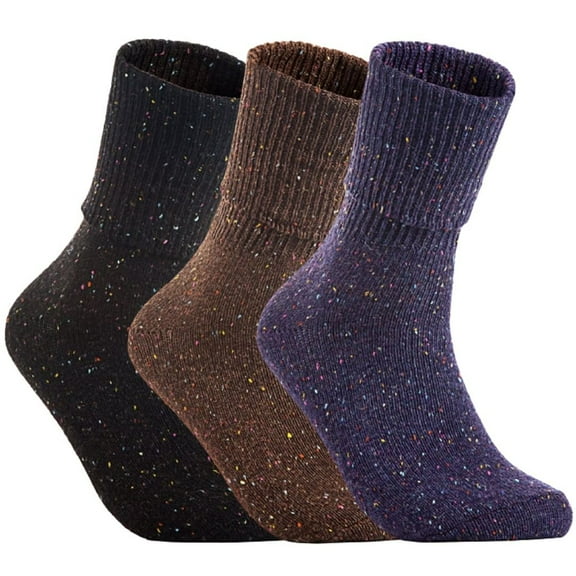 Lovely Annie Women's 6 Pair's Exceptional High Crew Wool Socks Non Slip, Cozy and Cool HR1412 Size 6-9 (3 Colors)