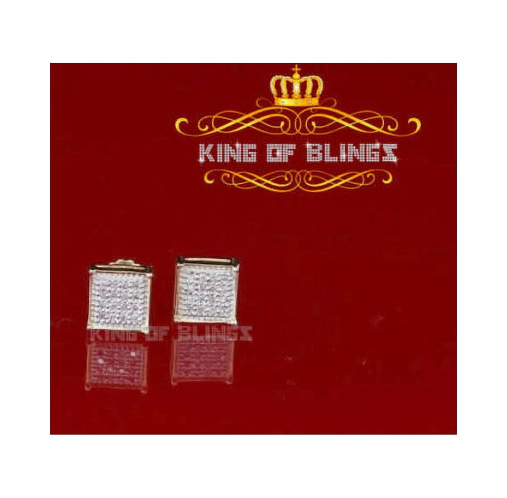 King of Bling's 10k Yellow Gold with 0.10CT Real Diamonds Men's/Women's Square Stud Earrings