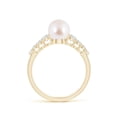 thumbnail image 2 of ANGARA Japanese Akoya Cultured Pearl Ring with Graduated Diamonds in 14K Yellow Gold for Women | June Birthstone, Birthday, Anniversary, Jewelry Gift for Women | Pearl Ring, 2 of 8
