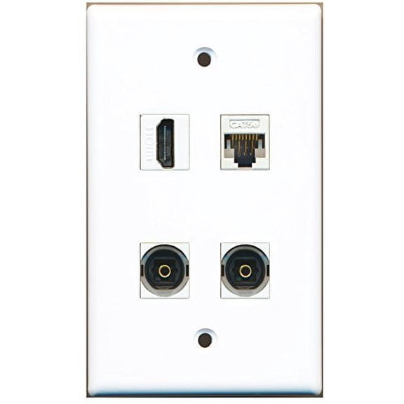 RiteAV - 1 Port HDMI 2 Port Toslink 1 Port Cat5e Ethernet White Wall Plate