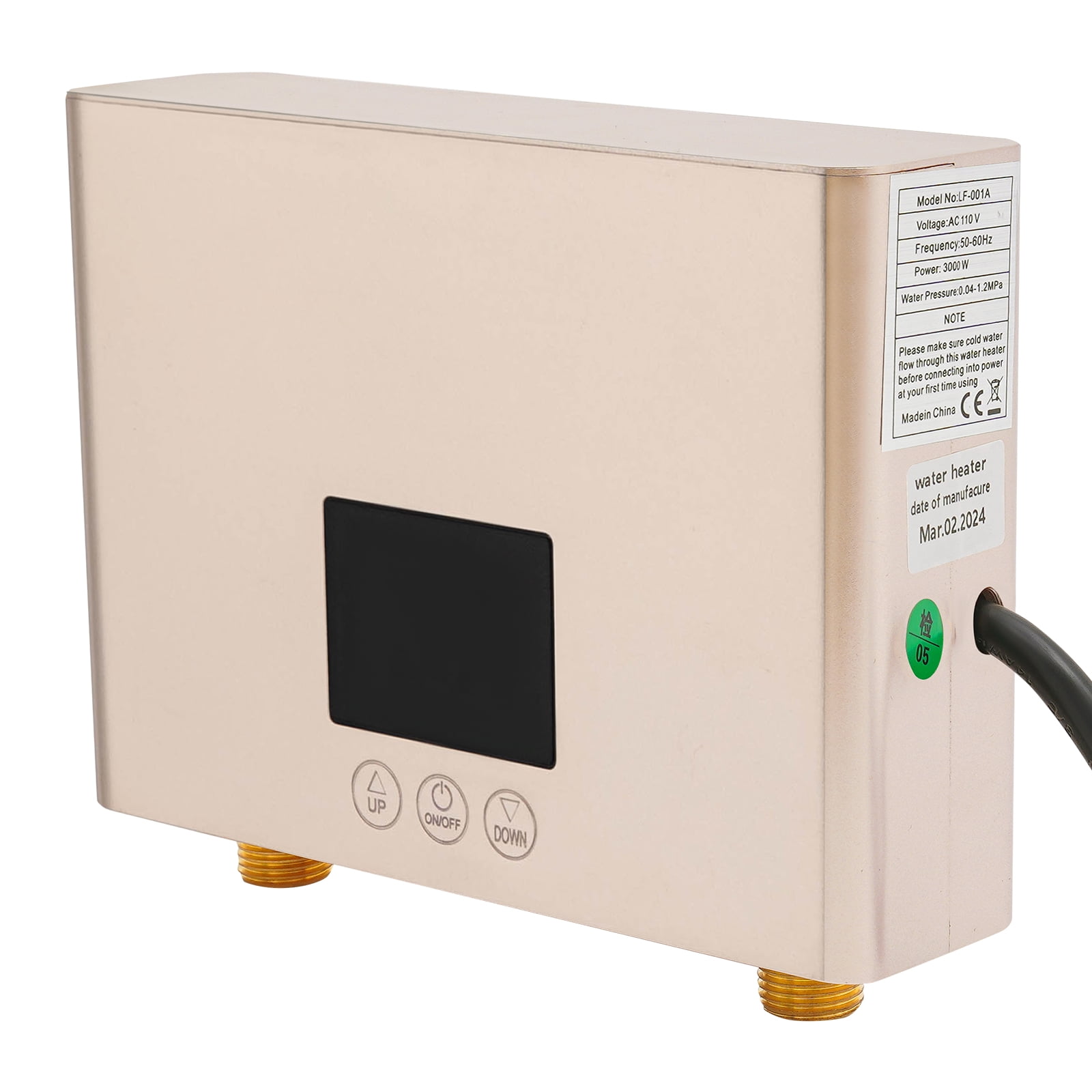 Electric Instant Hot Water Heater, Electric Tank Water Heater Warmer Tank Bathroom Shower, Waterproof Quick Heating Shower for Bathroom Kitchen