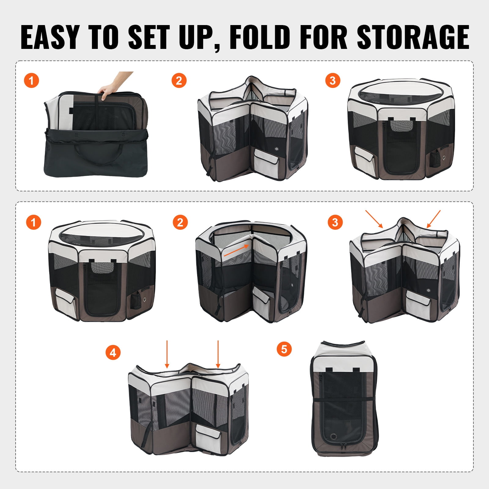 VEVOR Foldable Pet Playpen 36 inch Portable Dog Playpen Crate Kennel for Cat