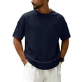 thumbnail image 3 of JoveMarine Men's Loose Fit Casual Short Sleeve Top, Round Neck T-Shirt with Chest Pocket, Soft Cotton Blend for Everyday Wear and Outdoor Activities Navy XL, 3 of 9