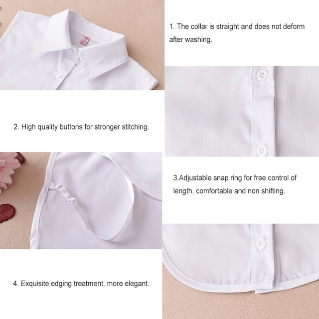 VONKY Femmes Design Simple Couleur Unie Faux Col Filles Formel Fausse Demi-Chemise Décorative Col à Revers Détachable Accessoire Rouge Rond