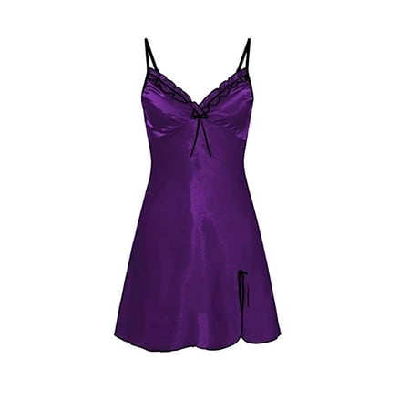 dazeni Women s Sexy Lingerie Nightgown Slip Dress Sleepwear Chemises V Neck Negligee Lingerie Short Nightwear