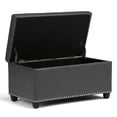 thumbnail image 5 of Amelia 33 inch Wide Transitional Storage Ottoman Bench in Stone Grey Vegan Leather, 5 of 11