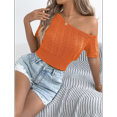 thumbnail image 4 of Tops de Verano para Mujer, Suéteres de Crochet, Ropa de Resort, Tops de Punto Calados de Corta, Pareo de Playa 2025 Color Naranja XL, 4 of 10