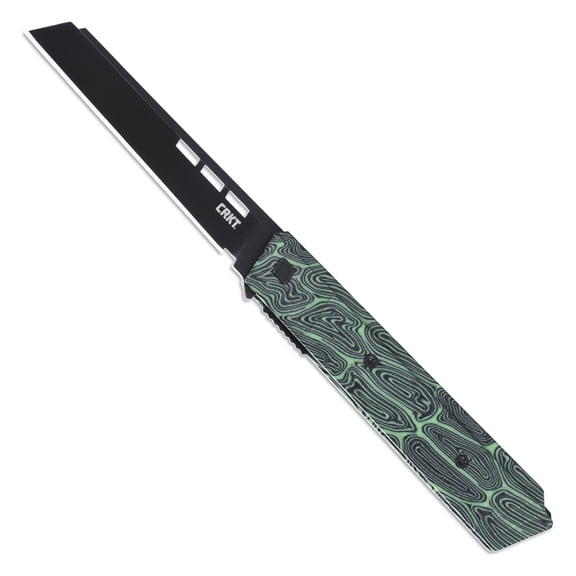 CRKT Zephyr Everyday Carry Folding Knife with Liner Lock: 14C28N Steel Plain Edge Blade, Black & Green G10 Handle, 3850G