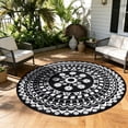 thumbnail image 6 of 5*5ft Round Outdoor Rug Circle Outside Area Rug Boho Reversible Patio Rug Plactic Straw Rug for Patios,Deck,Picnic,Beach,Trailer,Camping,Black&White, 6 of 10