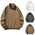 thumbnail image 2 of ZCFZJW Fall Men's Quarter Zip Up Pullover Sweatshirts Lightweight Mock Neck Sweatshirt Loose Oversized Baggy Casual Long Sleeve Polo Shirt Dark Gray XL, 2 of 8