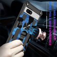 thumbnail image 4 of Camouflage Case for Google Pixel 7a with Metal Kickstand, Camo Phone Cover Built-in 360° Rotate Ring Stand Case for Google Pixel 7a MC Dark Blue, 4 of 12