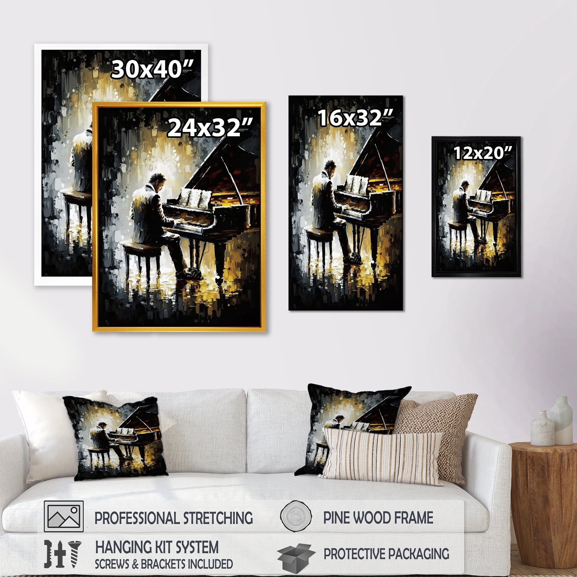 Designart Man Playing Piano II Canvas Wall Art