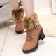 thumbnail image 5 of Zapatos de mujer Punta redonda Color sólido Cordones Cremallera lateral Moda Tacones altos Invierno Felpa Botines cálidos Wmkox8yii  hfjk1493, 5 of 5
